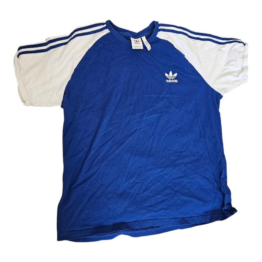 Adidas Men's Blue and White Shirt